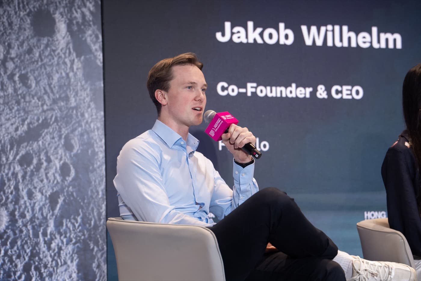 Jakob Wilhelm, Fintalo Co-Founder & CEO, speaking on stage at the Hong Kong FinTech Festival